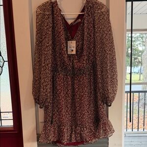 Elegant Red Floral Midi Dress